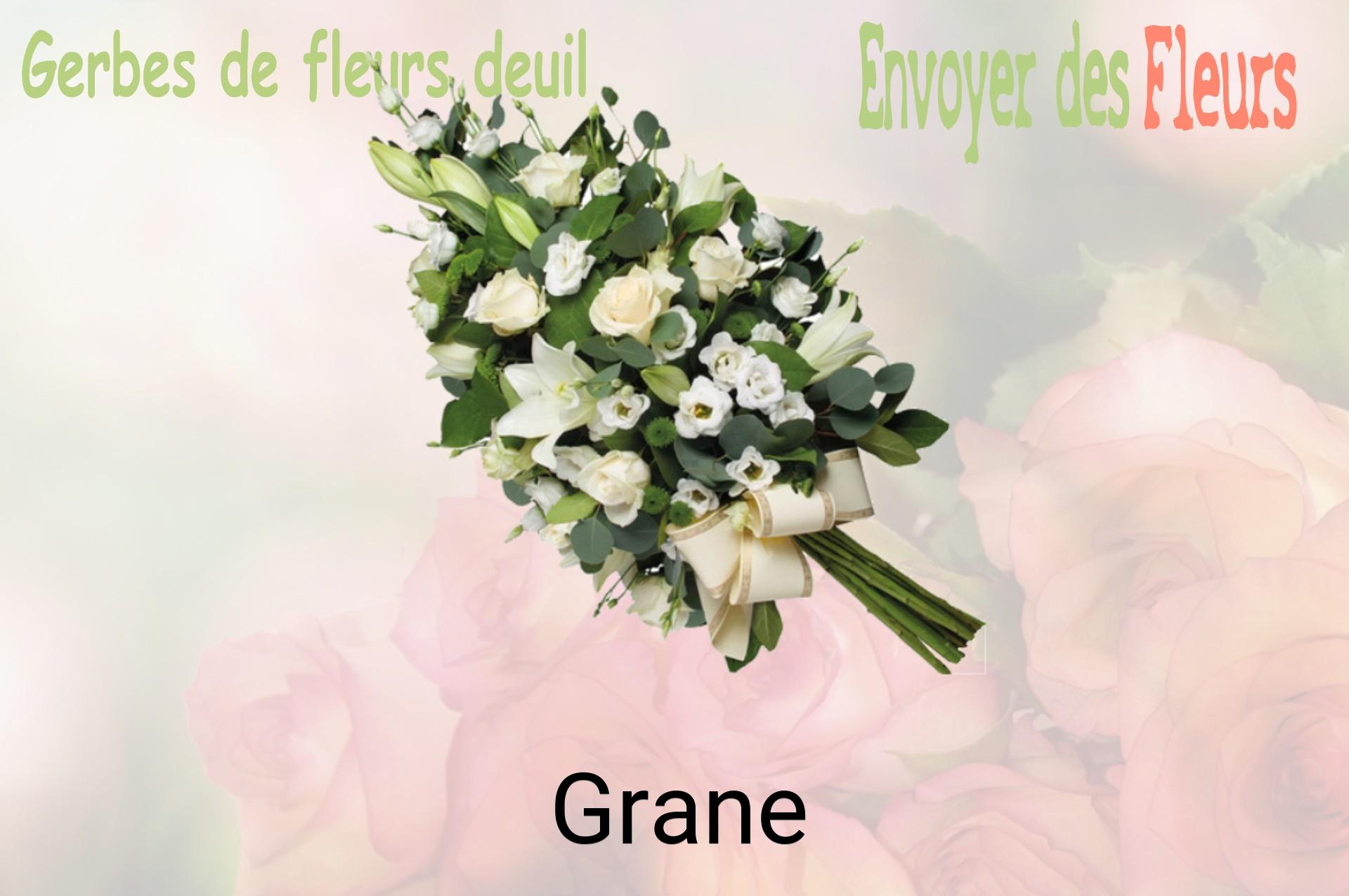 Gerbe de fleurs de deuil livrée à Grane